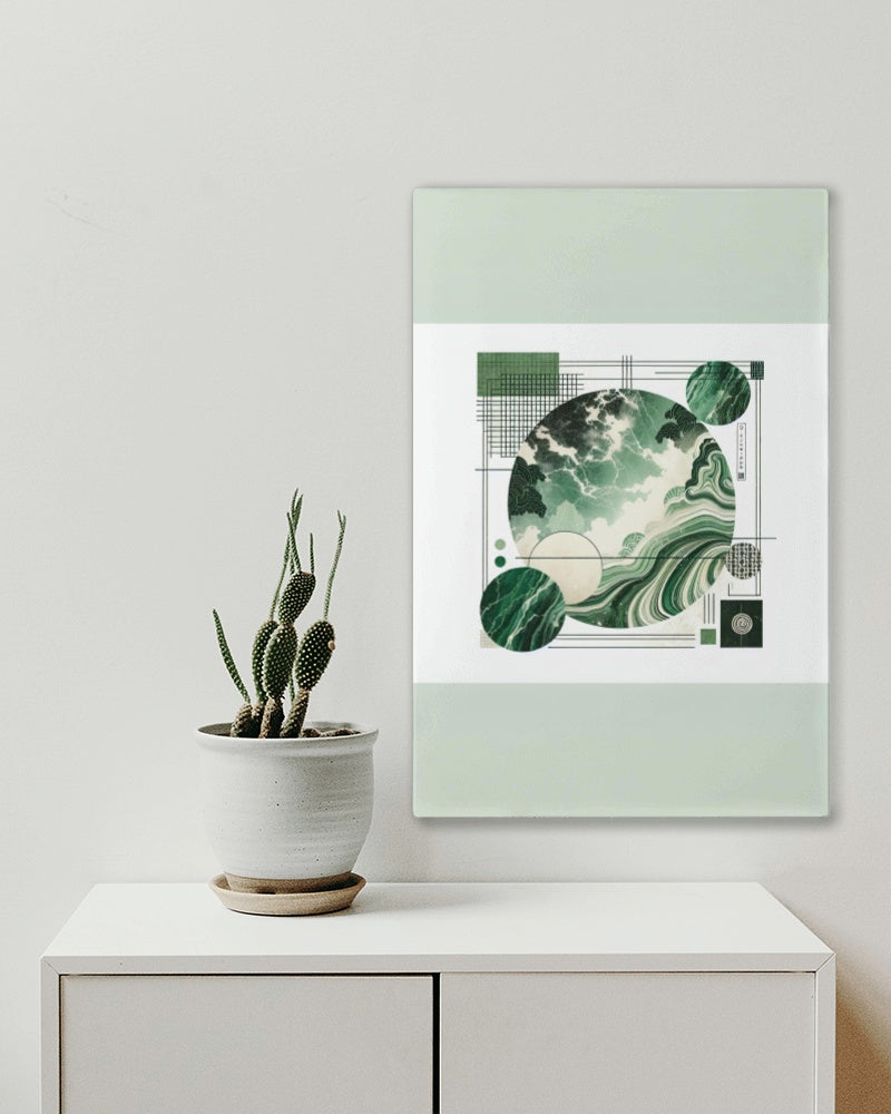 Verdantis Nihonensis: Lush Green Marble Japanese Watercolor