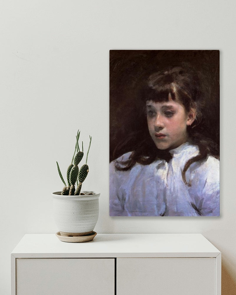 Young Girl Wearing a White Muslin Blouse by John Singer Sargent Realism Art dated 1885