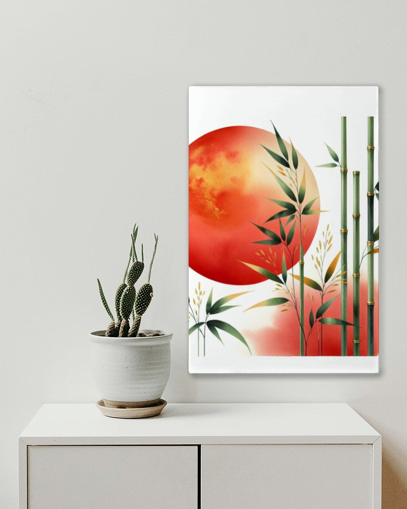 Luminiscent Prajna Japanese Art: Vibrant Surya Bamboo Vista