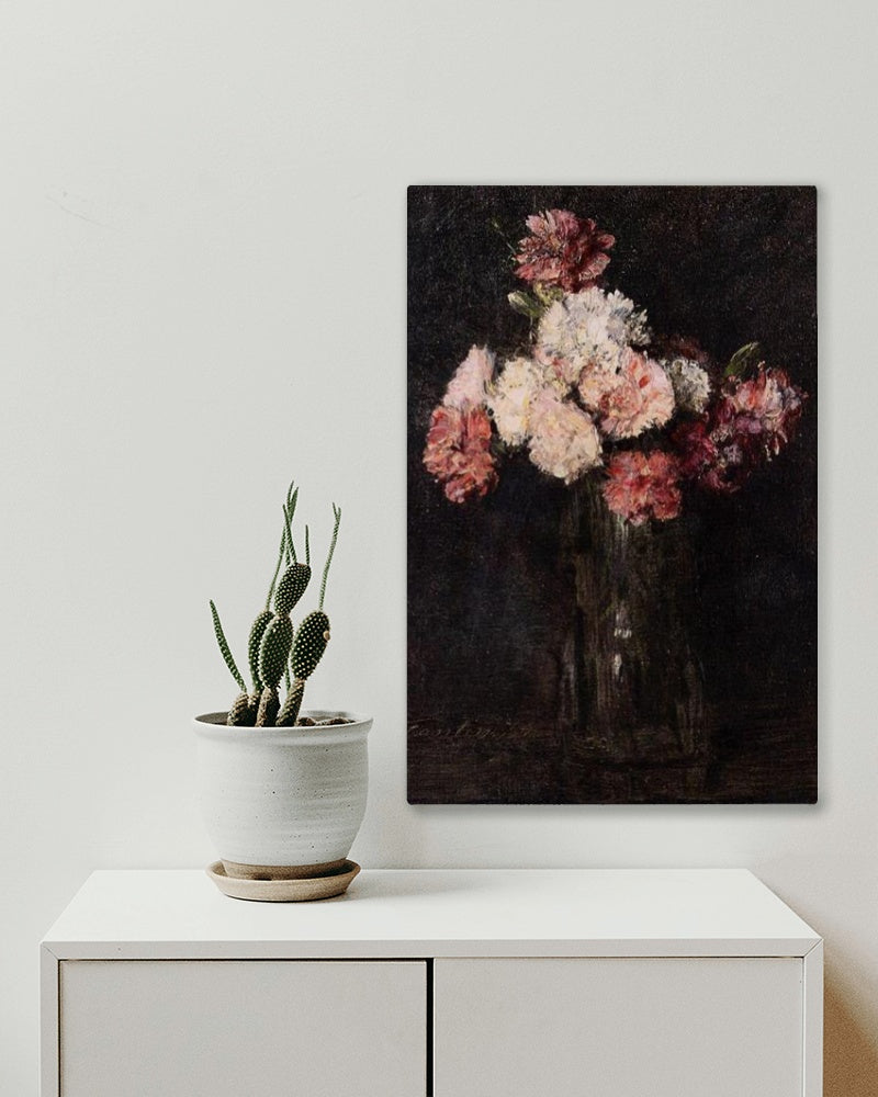 Carnations in a Champagne Glass by Henri Fantin-Latour Realism Art dated 1874