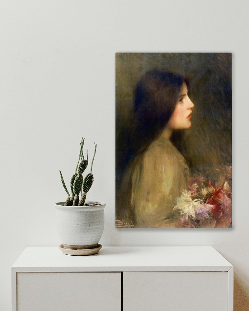 Girl with flowers by Joan Brull Art Nouveau (Modern) Art