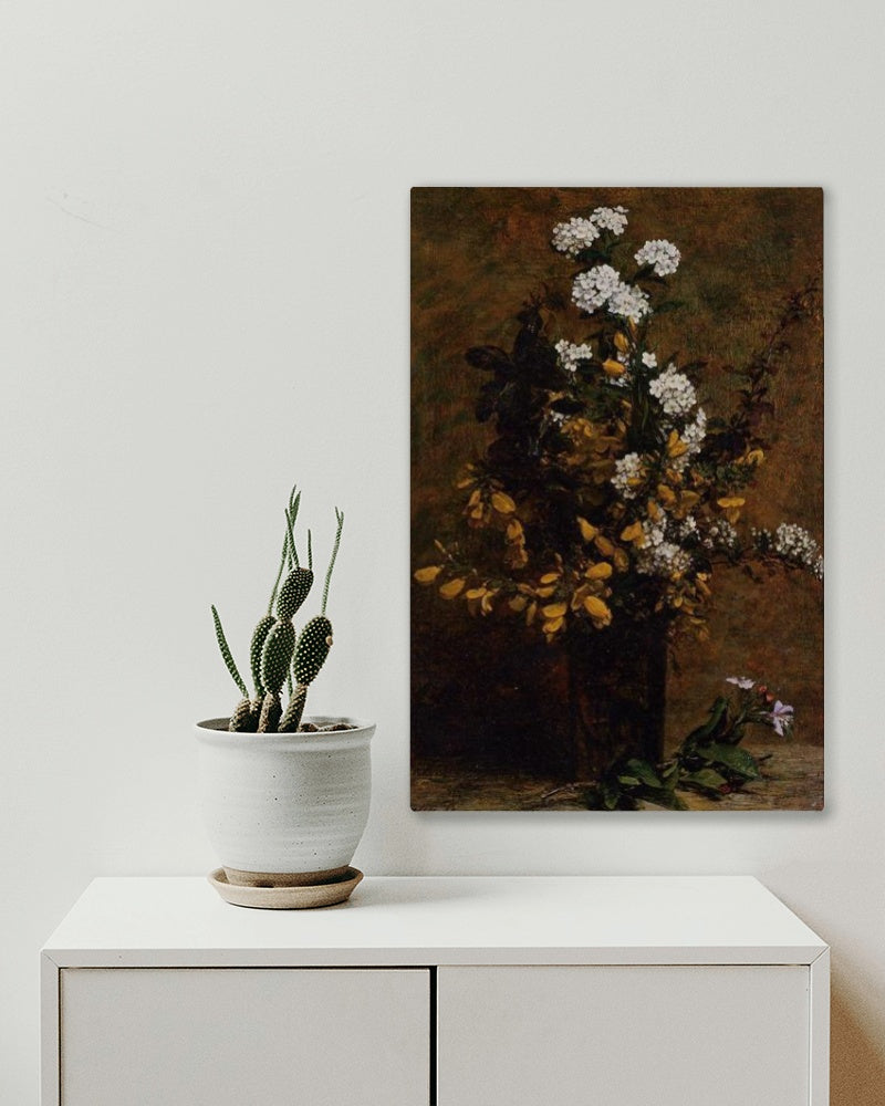 Broom and Other Spring Flowers in a Vase by Henri Fantin-Latour Realism Art dated 1882