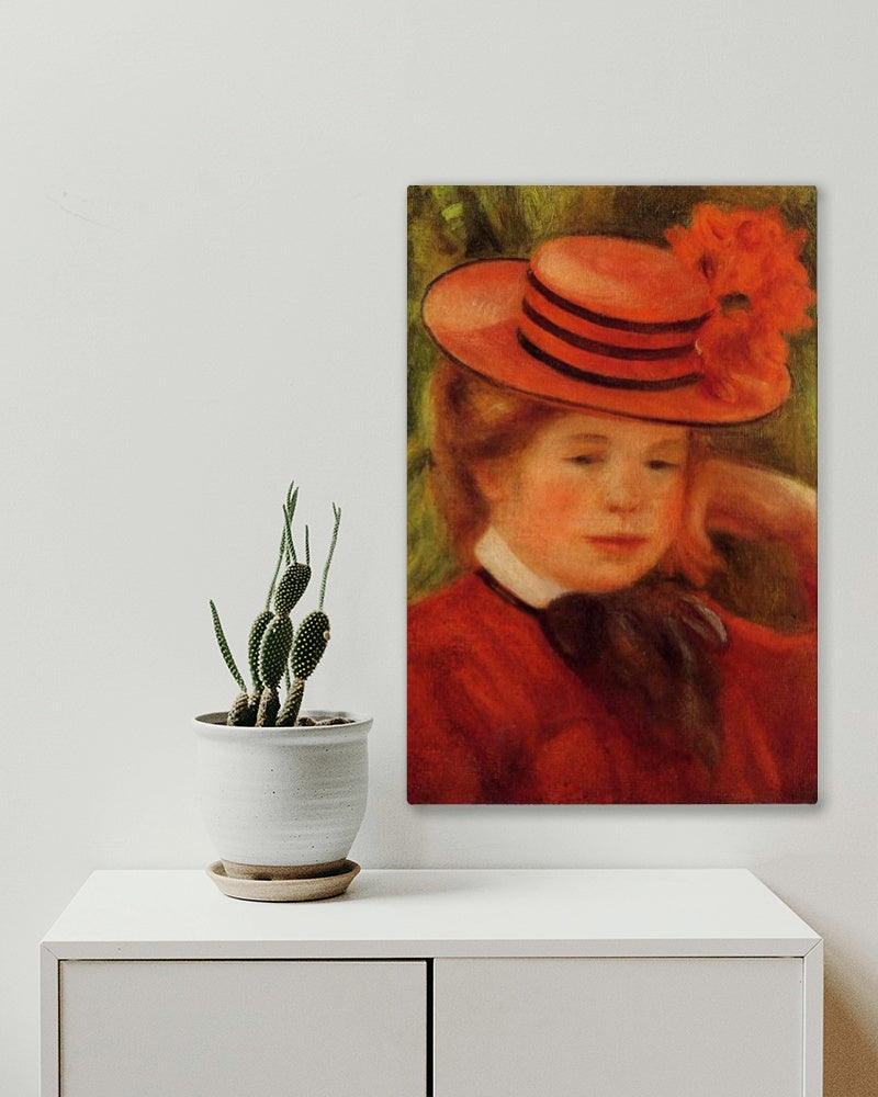 Young Girl in a Red Hat by Pierre-Auguste Renoir Impressionism Art dated 1899