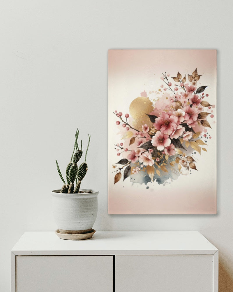 Aureate Sakura: Luxuriant Aurulent Japanese Watercolor Art