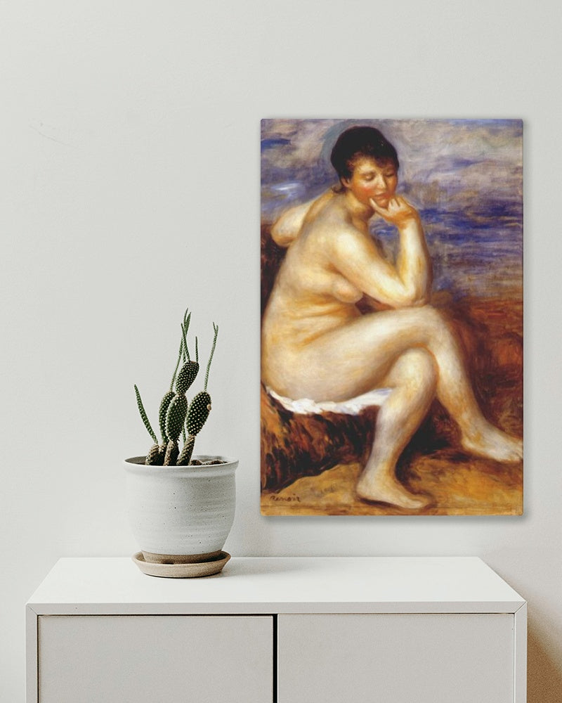 Bather with a rock by Pierre-Auguste Renoir Impressionism Art dated 1880