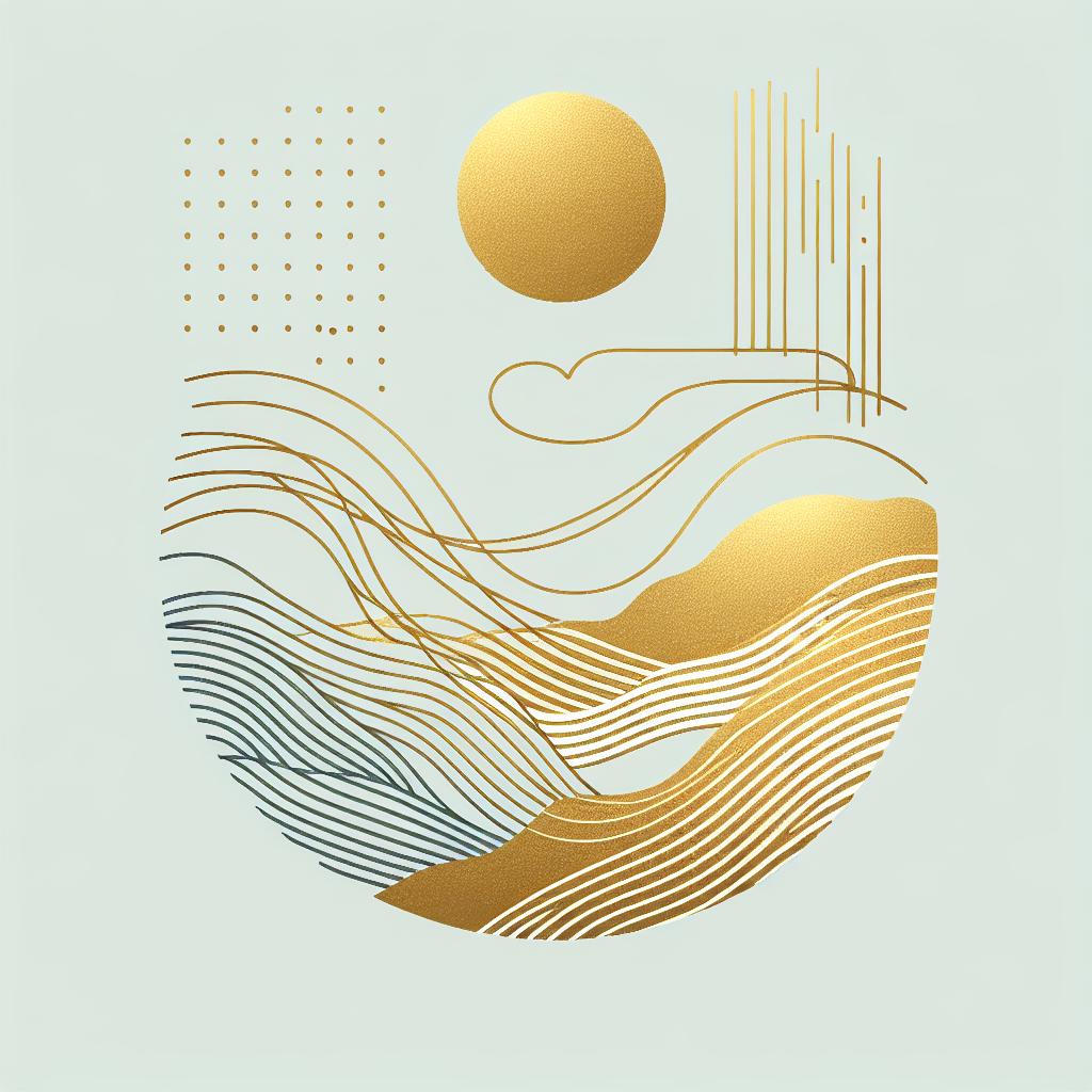 Golden Serenity: Minimalistic Modern Abstract Art