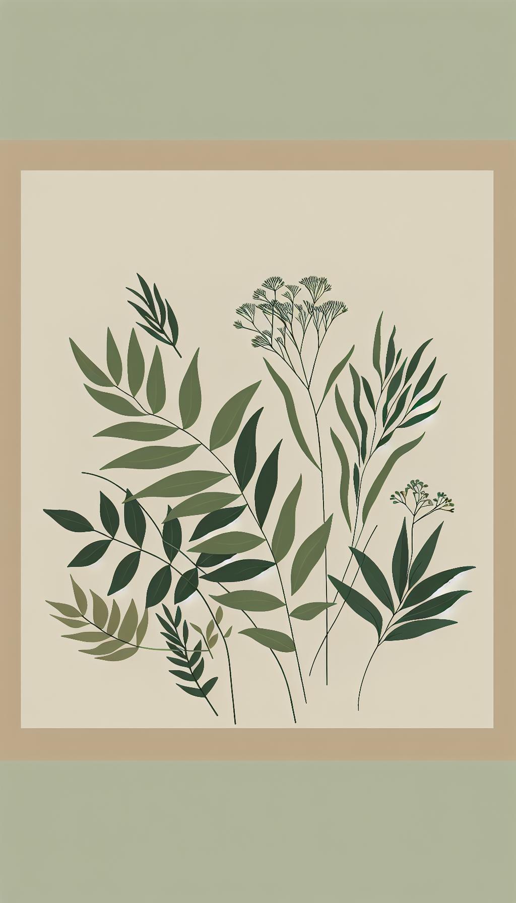 Serene Greens Botanical Art: Minimalistic and Modern Flora