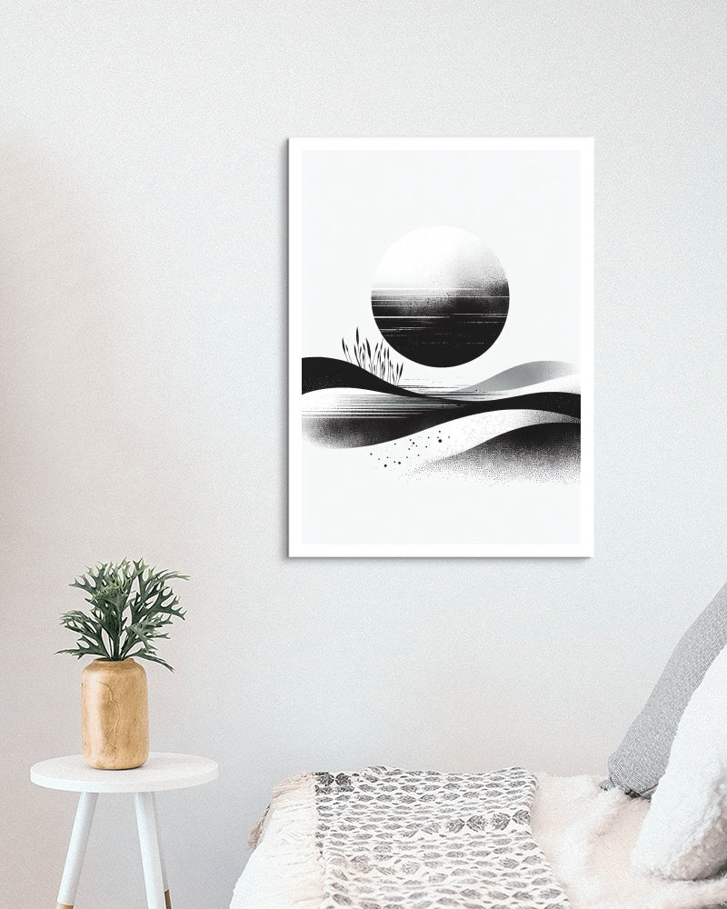 Nigrum-Alba Serenitas: Elegant Black and White Minimalistic Art