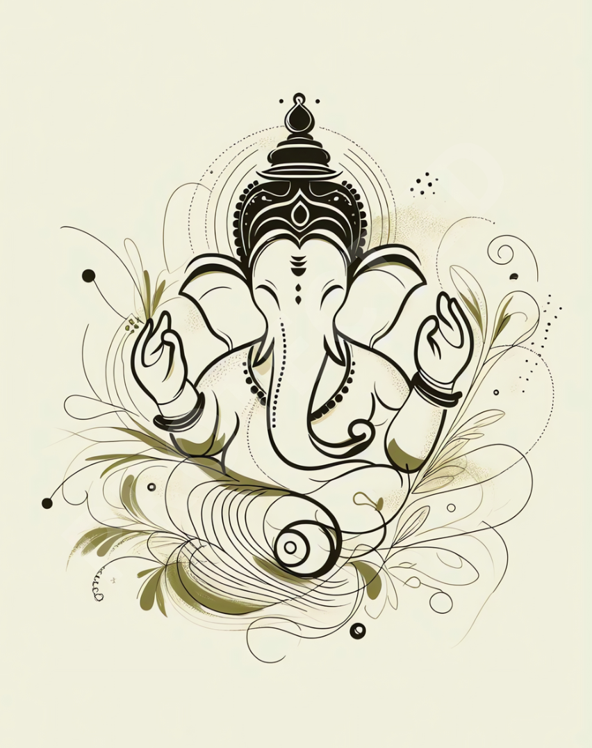 Ganesh Special Series III Framed Poster Lineart