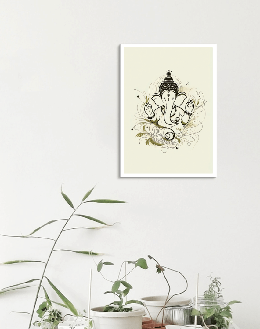 Ganesh Special Series III Framed Poster Lineart