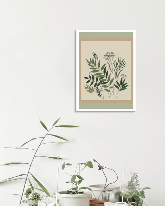 Serene Greens Botanical Art: Minimalistic and Modern Flora