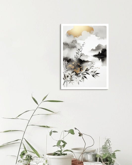 Aureum Nigrumque Elegans - Golden Black and White Opulent Artwork