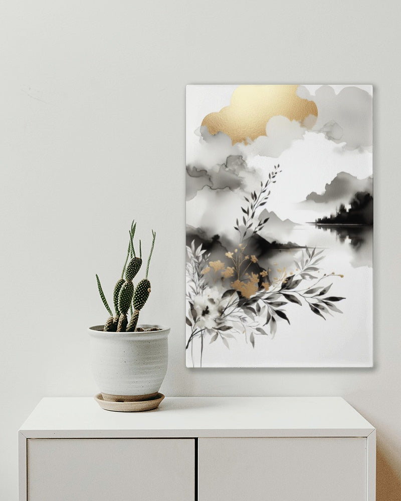 Aureum Nigrumque Elegans - Golden Black and White Opulent Artwork