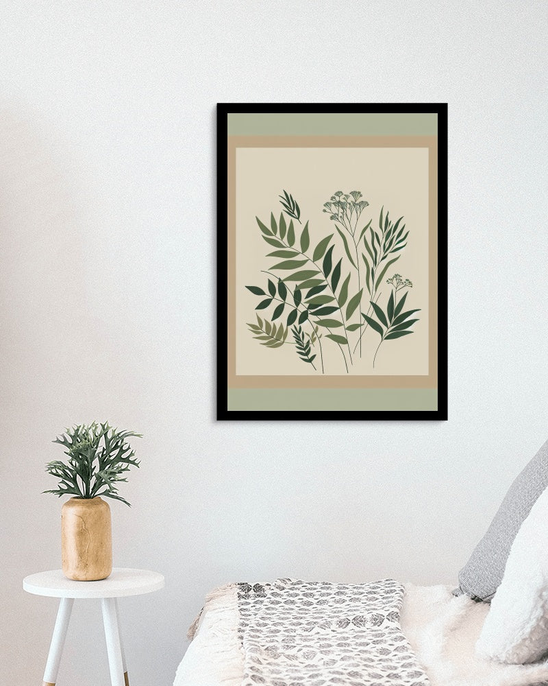 Serene Greens Botanical Art: Minimalistic and Modern Flora