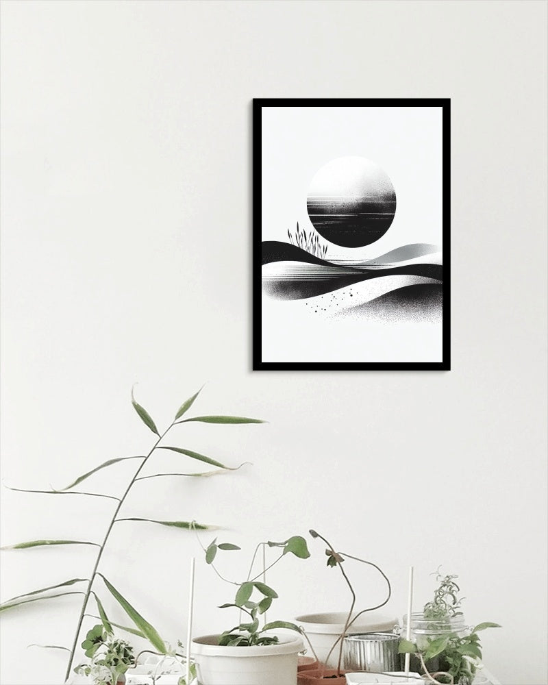 Nigrum-Alba Serenitas: Elegant Black and White Minimalistic Art