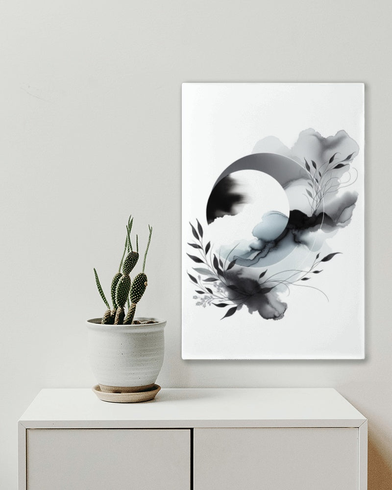 Achromatic Nirvanic Elegance: Modern Black and White Watercolor Art