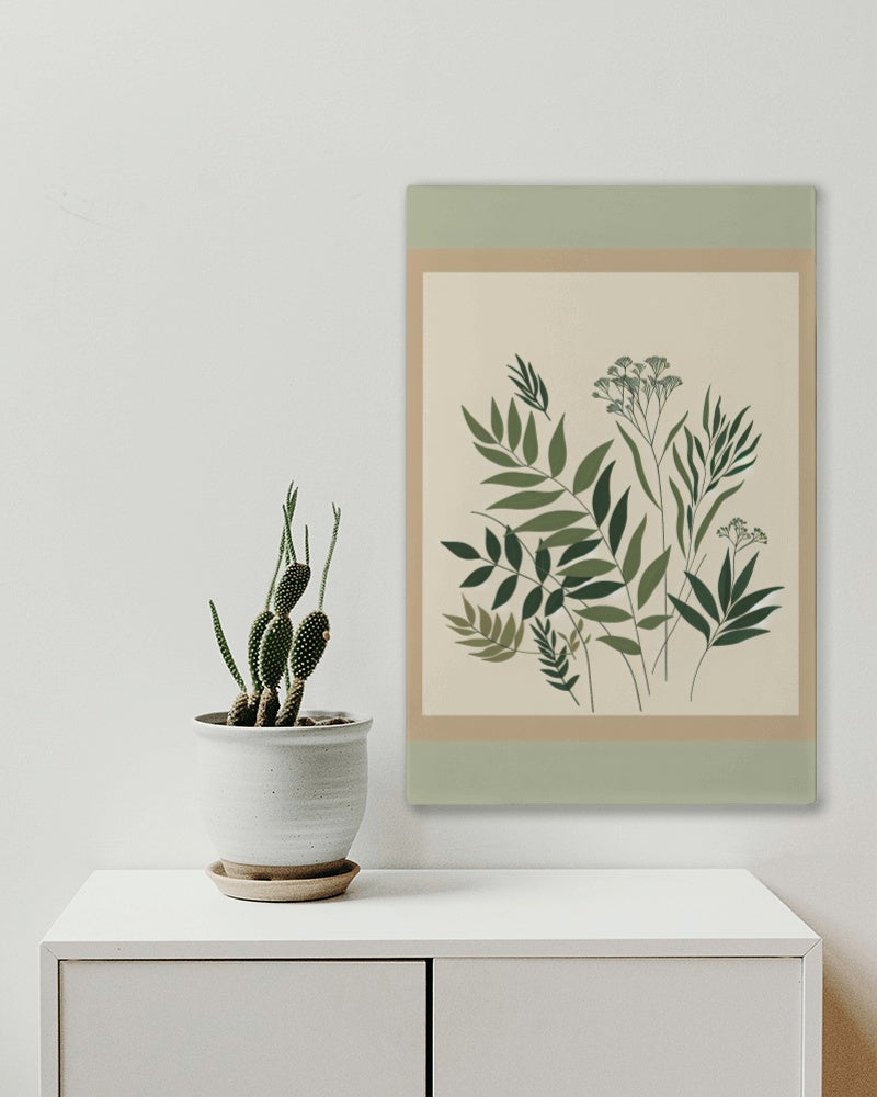 Serene Greens Botanical Art: Minimalistic and Modern Flora